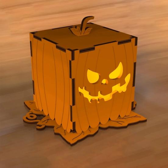 Halloweenská dýňová lampa Dřevěná dekorativní dýňová lucerna pro vnitřní venkovní krb na krbovou římsu Stolní dekorace