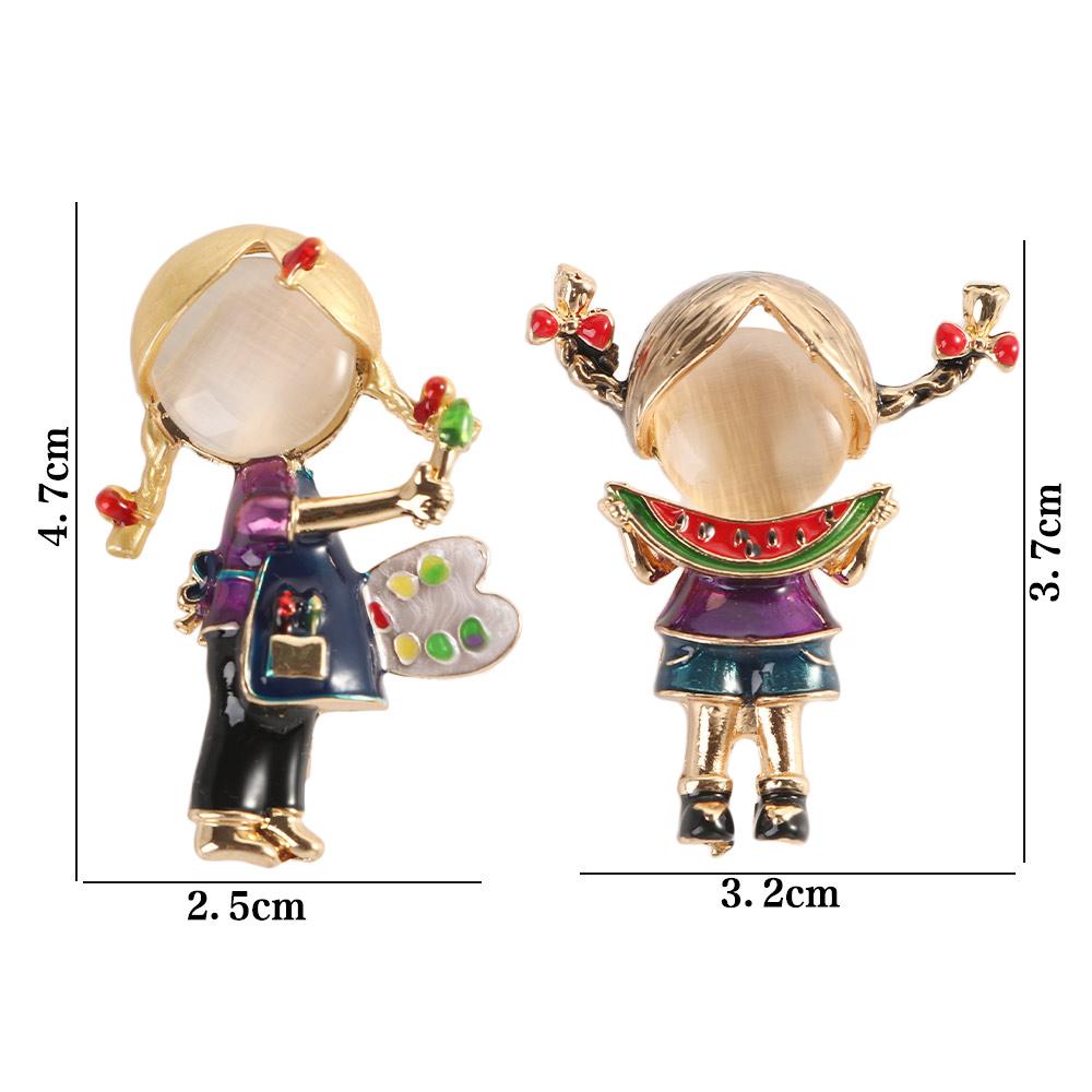 Girl Painting Girl Gift Small Collar Accessories Suit Scarf Clip Fashion Jewelry Brooch Pin