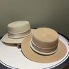 Meimeier Women's new summer retro french pearl straw hat - perfect for beach trips, flat top socialite style