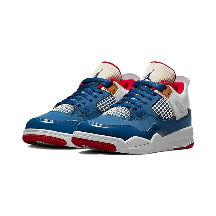 Air Jordan 4 Retro PreSchool 'Messy Room' (Unisex) French Blue / White / Gym Red / Pearl White / Chutney / Altitude Green Kids' Basketball Shoes