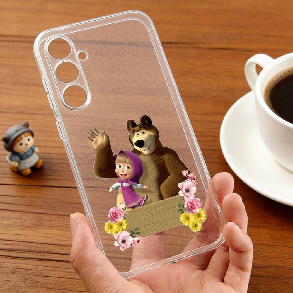 C-Cute M-M-Masha and the B-Bears phone Case For Samsung S30,23,21,22,20, FE lite,S10,9,8,7 PIus Note20ultra Soft Transparent