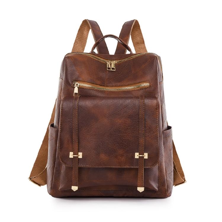 Travel Bag Double Strap Shoulder Bag Splashproof Book Bags for Student Backpack коричневый