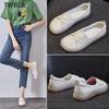 Leather Casual Slip On Shoe Women Sneakers Vulcanized Shoes Autumn Summer Comfortable Flats Female White Sneaker Loafers