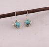 Solid 925 Sterling Silver Blue Copper Turquoise Gemstone Earring, Handmade Jewelry, Bohemian Earrings
