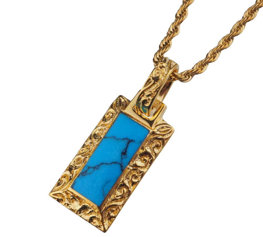 

Ожерелье Avalent, бирюзовое ожерелье, гавайские украшения, золотое ожерелье, кулон в виде волны, прямоугольник, гипоаллергенная цепочка из нержавеющей стали, в комплекте, для мужчин