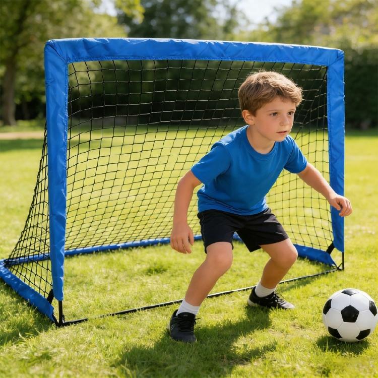 Full Soccer Practice Collection With Foldable Goal Exercise Markers And Inflator For Indoor Outdoor Tasks