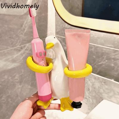 Duck-Shaped Electric Toothbrush Holder Ceramic Waterproof Toothbrush Storage Stand Non Slip 2 Slot Toothpaste Toothbrush Rack