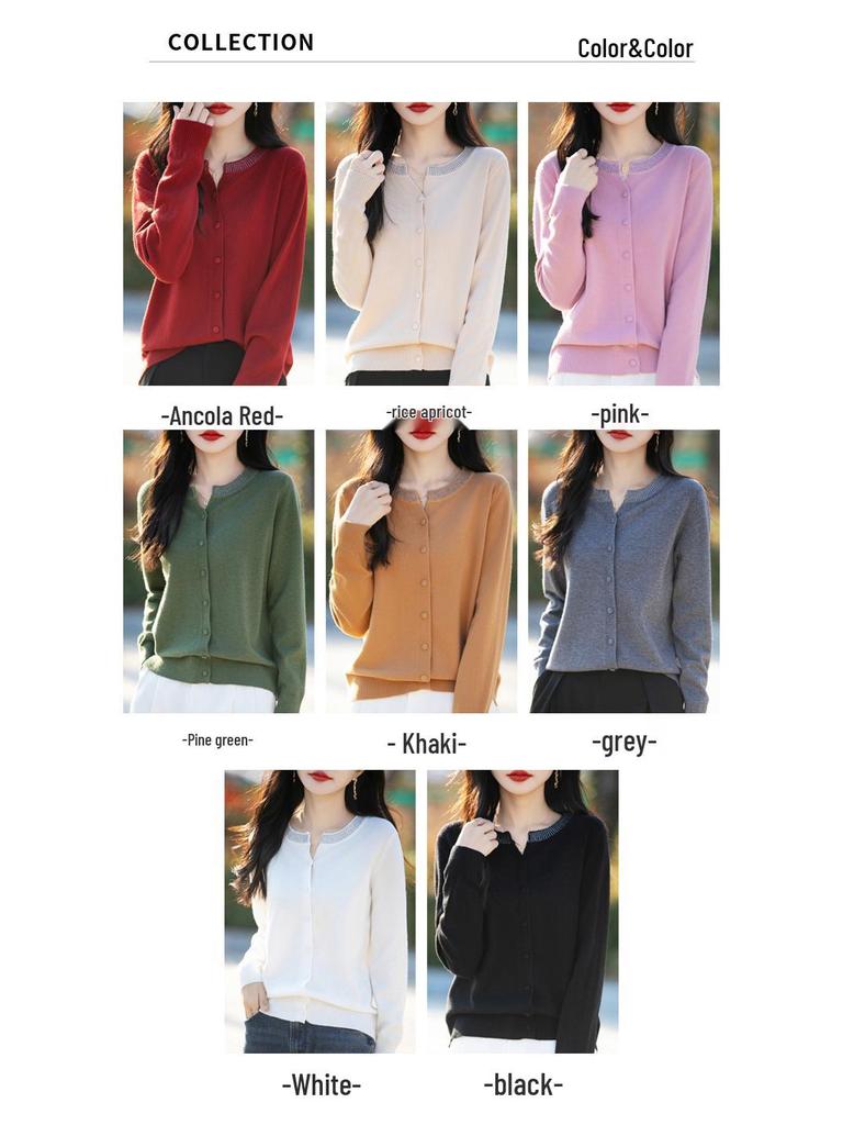 2025 Spring Women's Round Neck Velvet Cardigan Sweater