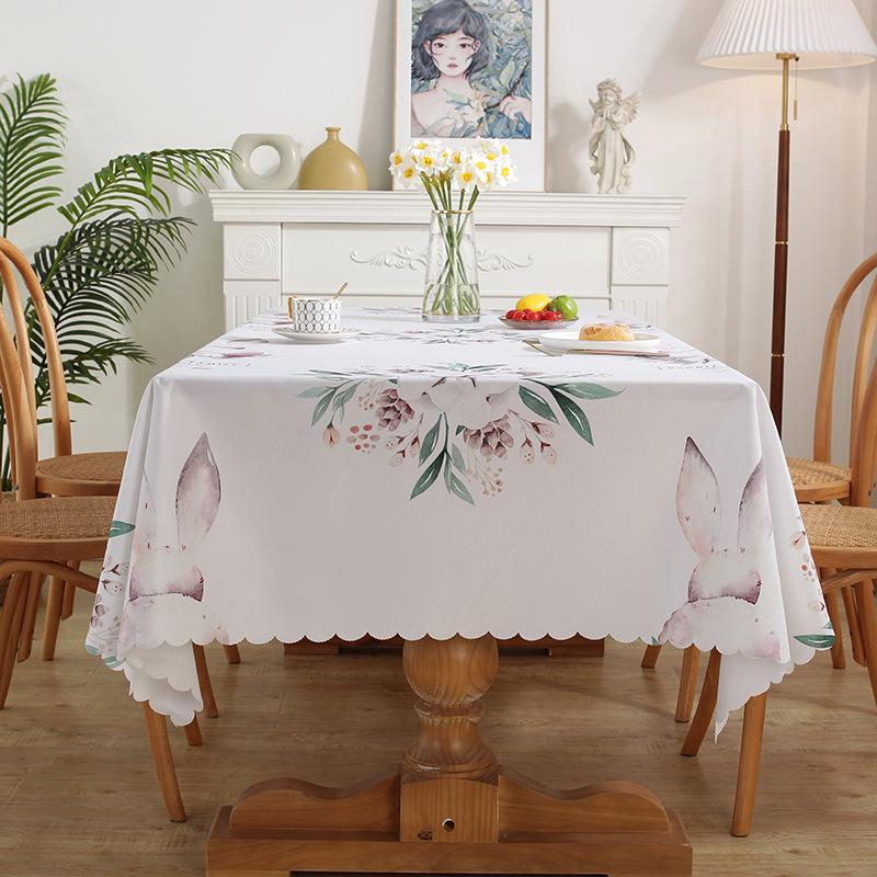 Easter Waterproof and Oil Proof Tablecloth Home Decoration Tablecloth Rectangular Anti Scald and Wear-resistant Easy To Maintain