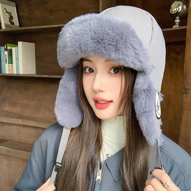 Cute and Sweet Warm Hat for Women's Winter Outdoor Thick Ear Protection Ski Hat Korean Edition Warm Plush Hat