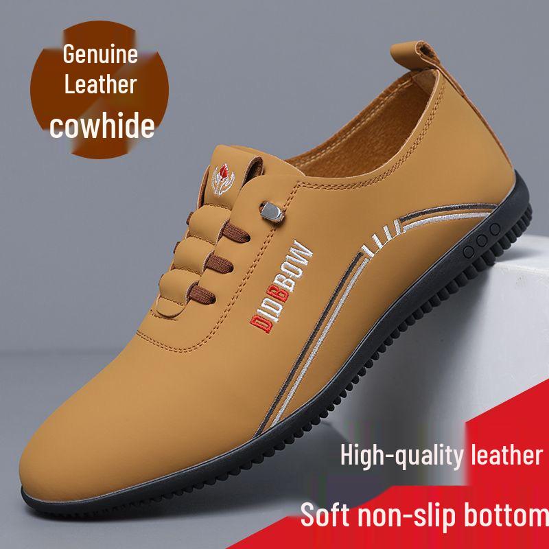 

Мужские кожаные лоферы на мягкой подошве - 2025 Повседневная деловая обувь слипоны для осени и весны 42