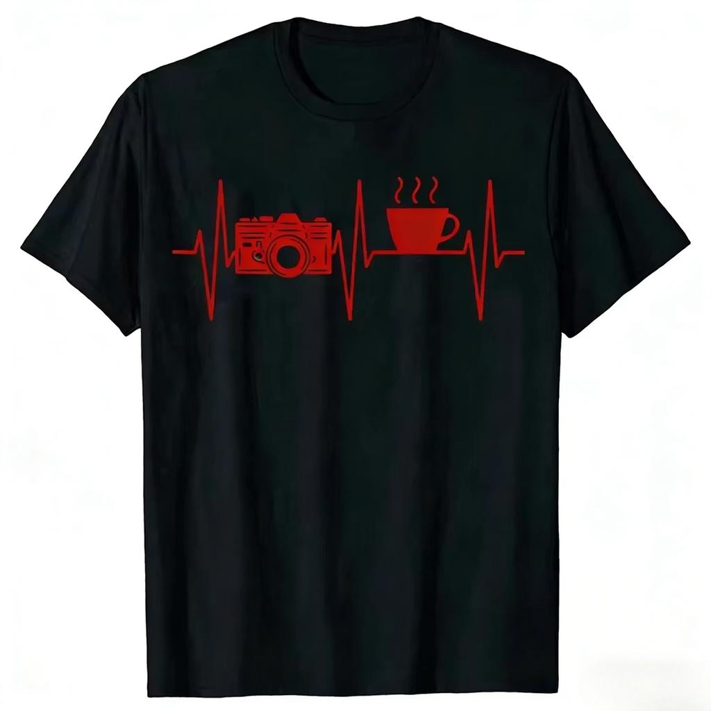 Photographer Funny Coffee Lover Camera Photography T Shirts Summer Graphic Cotton Streetwear Birthday Gifts Tshirt Men