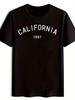 Black Polyester T-shirt | Casual Round Neck | 'CALIFORNIA 1991' Graphic Print | Breathable & Machine Washable | Summer Fashion Top for Daily Wear