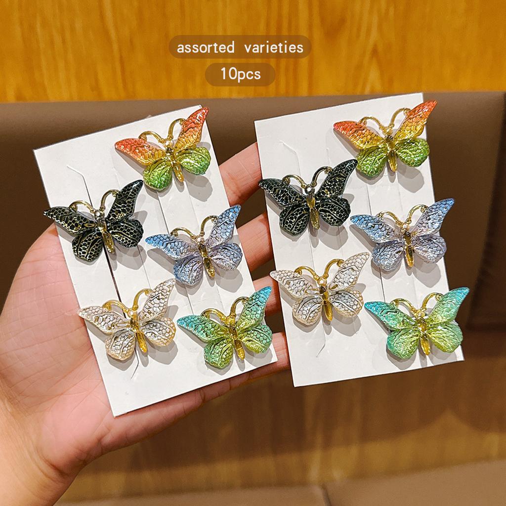 10 colorful random butterfly hair clips for daily use as hair accessories