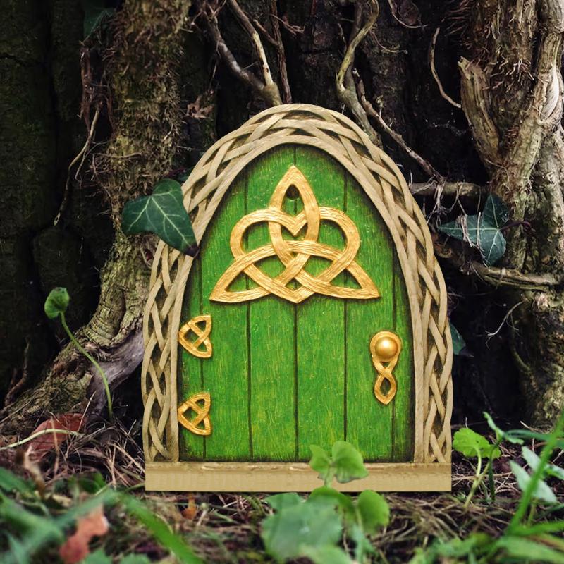 Elf Fairy Door Miniature Garden House Decor Tree Doors Miniature Yard Art Wooden Sculptures Mini Home Garden Doors Ornaments