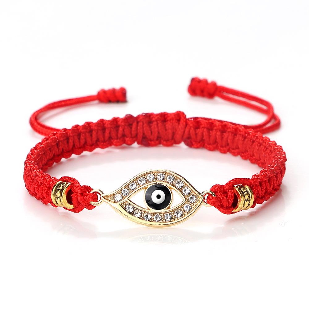 Богемский энергетический браслет для йоги с золотыми бусинами и черным стразом «Дьявольский глаз» Gold