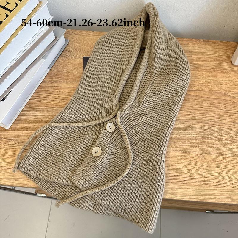 Winter Knitted Hooded Scarf Hat Women Warm Ear Protection Cap Outdoor Cycling Cold-Proof Integrated Neck Warmer Fashion Hat