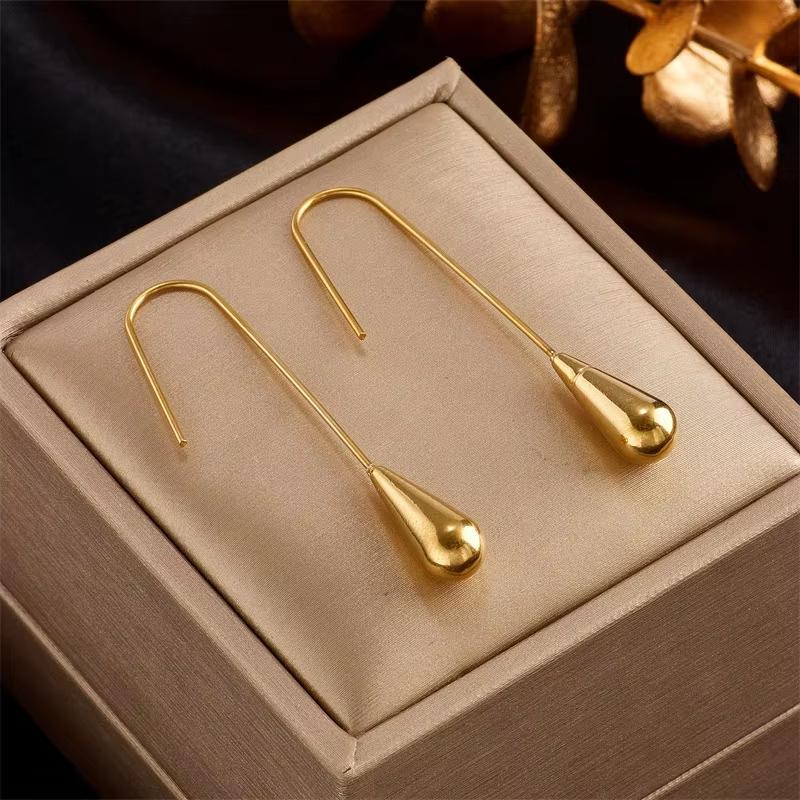 Boucles d'oreilles pendantes longues de haute qualité, tendance et nouvelles, en forme de goutte d'eau, pour femmes et filles, en acier inoxydable, bijoux d'oreille, fête, mariage, cadeau