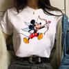 Funny Disney Women T-shirt Cute Cartoon Mickey Minnie Graphic Casual Short Sleeve T Shirt Female Kawaii Loose Y2K Clothing Tops