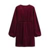 2025 Spring Women's European-American Velvet Knot Dress with Lining