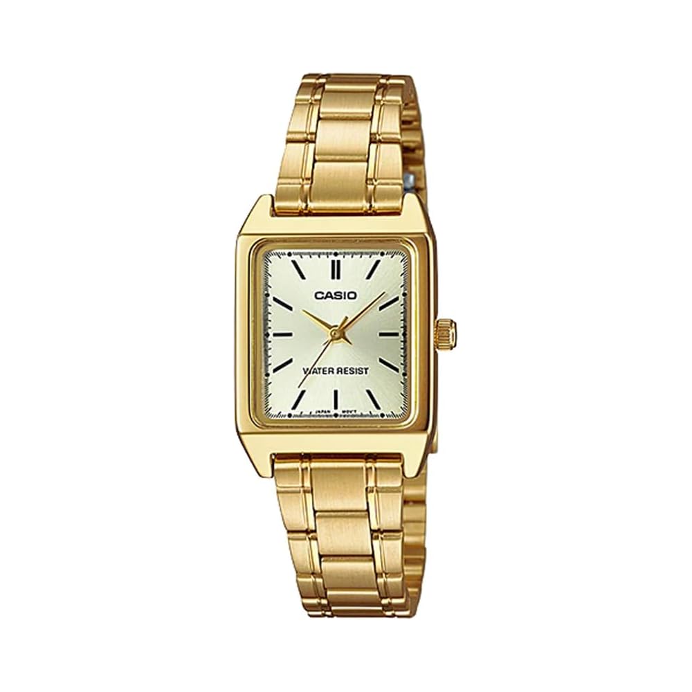 Casio LTP-V007G-9E Women s Rectangular Gold Tone Stainless Steel Dress Watch with Gold Index Dial