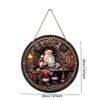 Santa Claus Christmas Wreath Wooden Hanging Sign for Wall, Door, or Window Décor