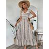 Women's 2026 Summer New Printed Dress for Beach Vacation, Vintage Satin Long Skirt