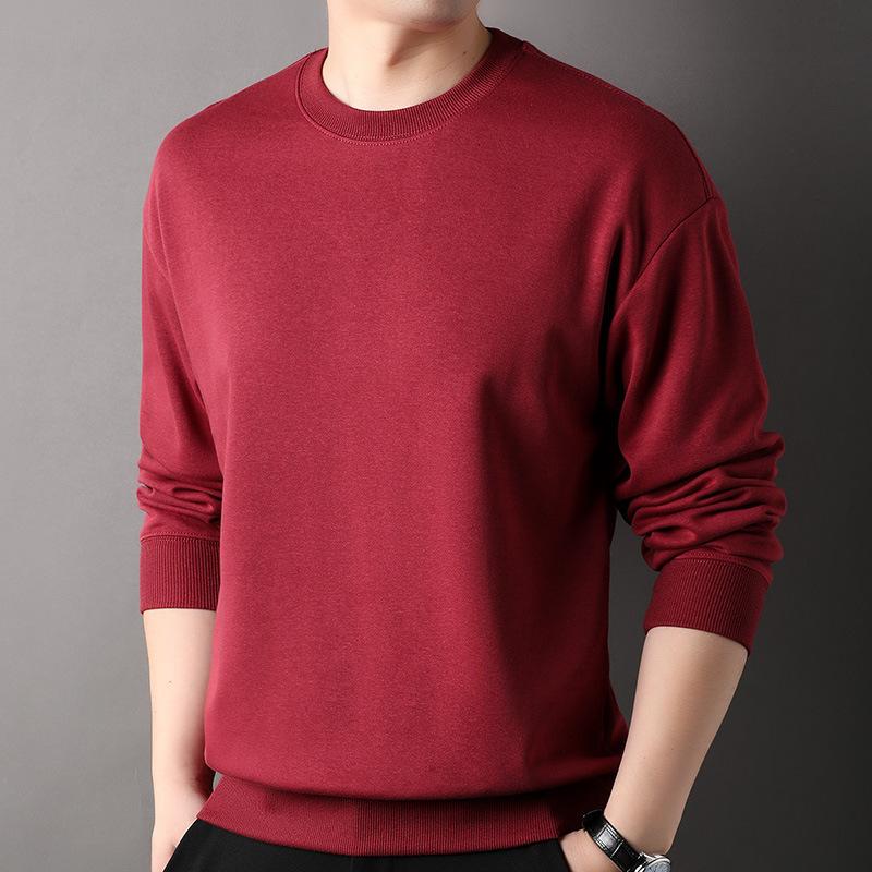 Men's Spring and Fall Thickened Round Neck Long-sleeved Loose Large Size Pullover Long-sleeved