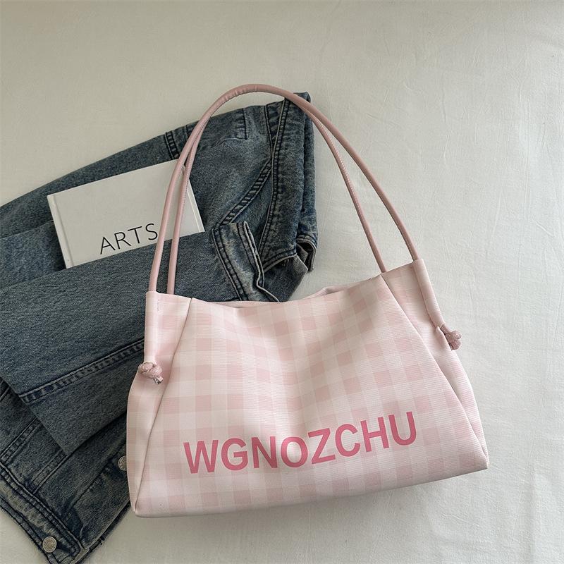 Premium Plaid Bag Women's Autumn New Commuter Armpit Bag Large Capacity Shoulder Tote Bag