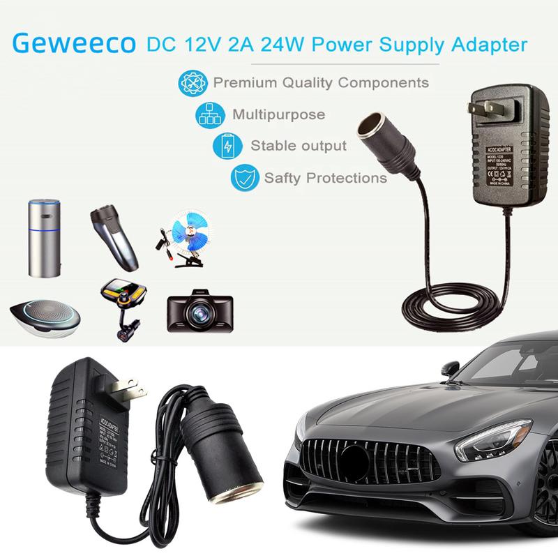 Adapter do gniazda zapalniczki samochodowej AC na DC Adapter samochodowy Stabilny konwerter 12V Bezpieczny wtyk Kabel do rejestratora odkurzacza