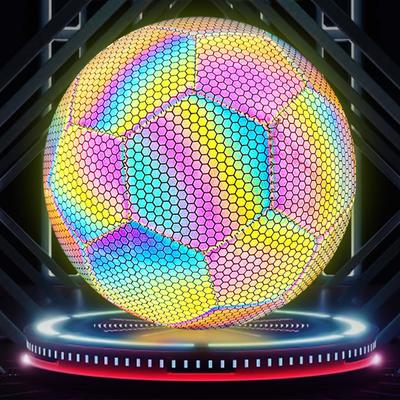Reflektierender Fußball Leuchtender Fußball PU Nachtleuchtender fluoreszierender Fußball Trainingswettbewerb für Grundschüler Nr. 5 Fußball für Erwachsene