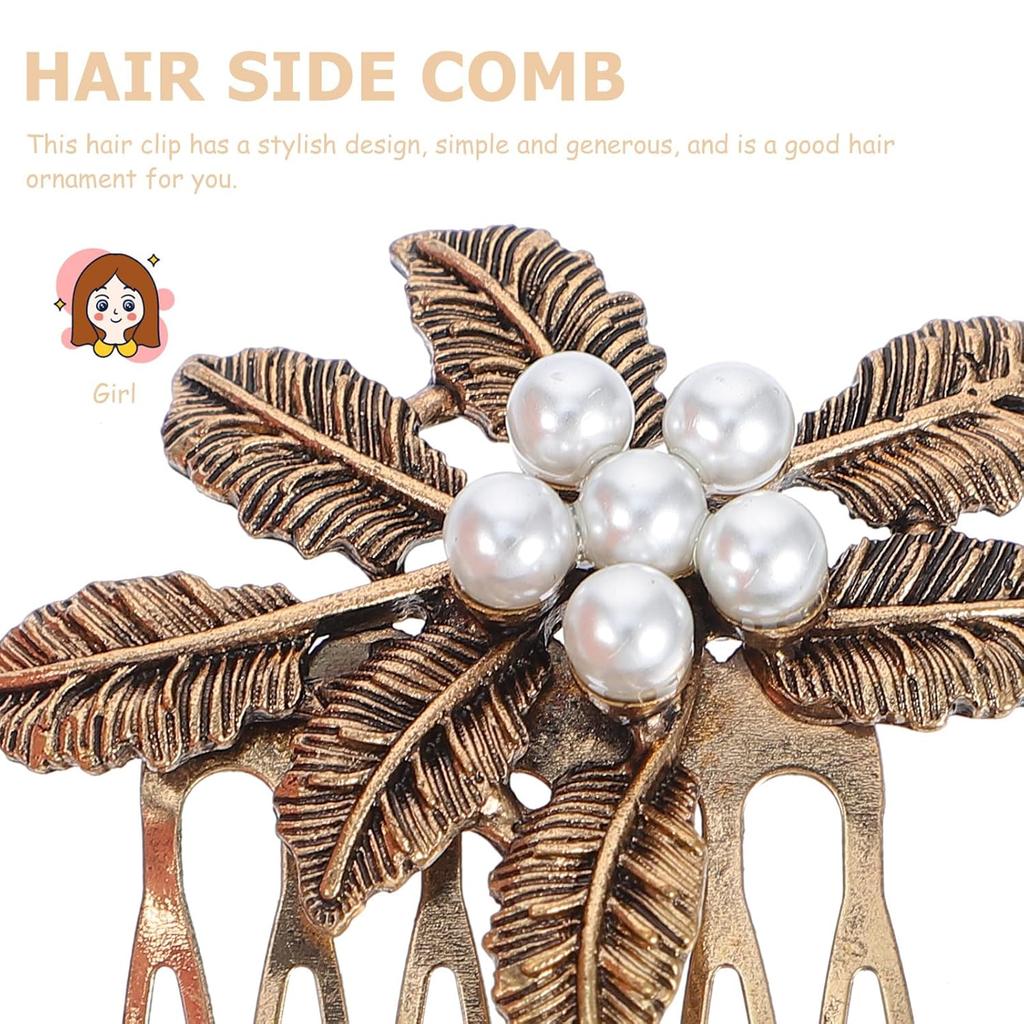 Retro Diamond Hair Accessories: 5pcs Alloy Hair Combs, Hair Veils, and Vintage Hairpins with Pearls