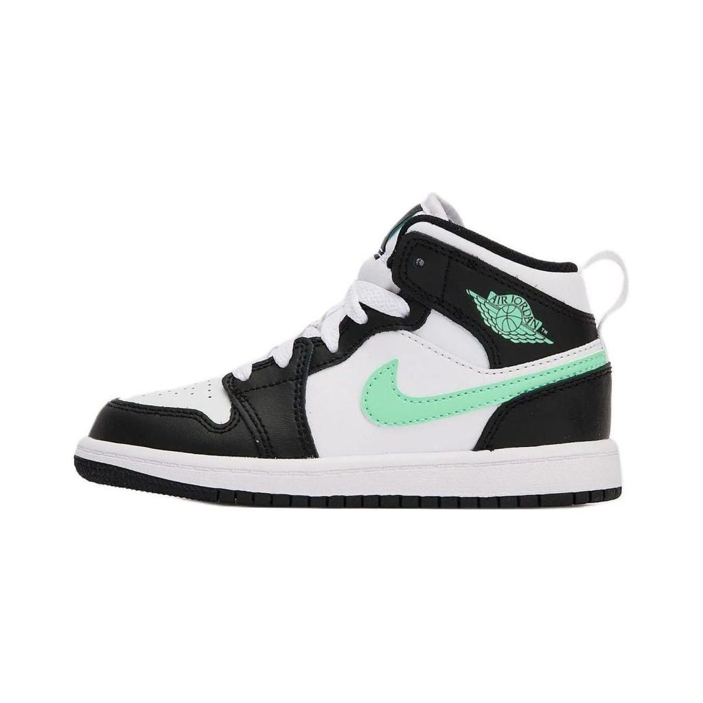 Air Jordan 1 Mid PS Green Glow Kids Sneakers Black White DQ8424-103