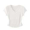 Women's V-Neck Slim Fit Waist-Cinching Short-Sleeve T-Shirt - Versatile High-End Niche Style