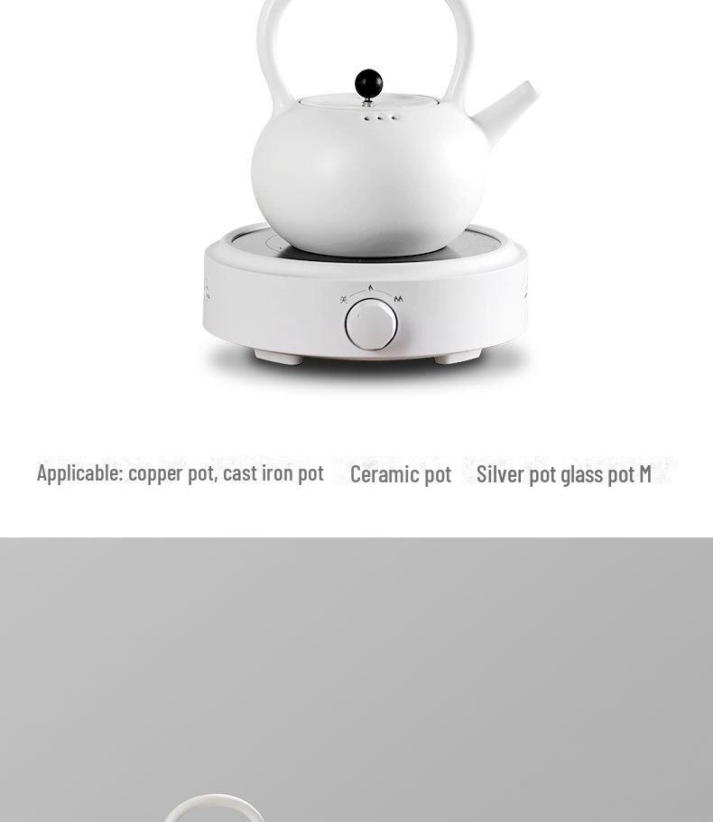 Estufa Eléctrica de Cerámica Compacta de 110V para Hervir Té y Agua, Mini Cocina de Inducción con Tetera de Hierro Fundido