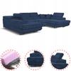 U-shaped Corner Sofa Bed, Extendable F. Savio Family Sleeping Furniture Navy Corduroy