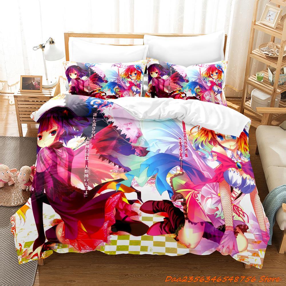 New Personelity New No Game No Life Bedding Set Cartoon Anime Three-Piece Set Adult Kid Bedroom Duvetcover Sets 3D Kawaii Girl
