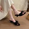 Fashion Women's Summer Butterfly-knot Low Heel Slippers Elegant Open Toe Party Dress Shoes Fashion Outdoor Ladies Slides