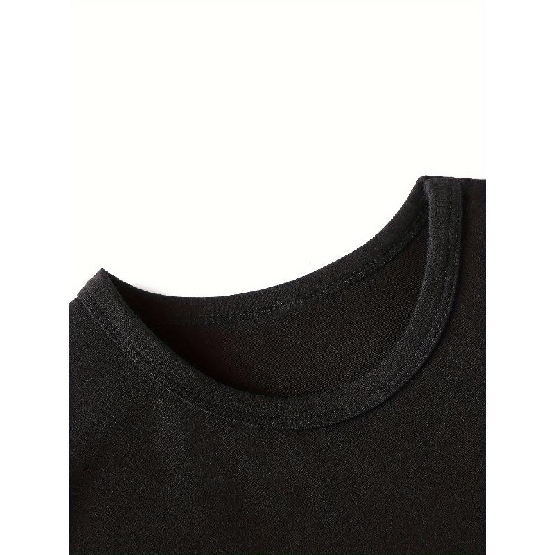 European sizes Boys' Professional Patience Lettering Short Sleeve T-Shirt - Summer Round Neck Casual Top with Applique Detail