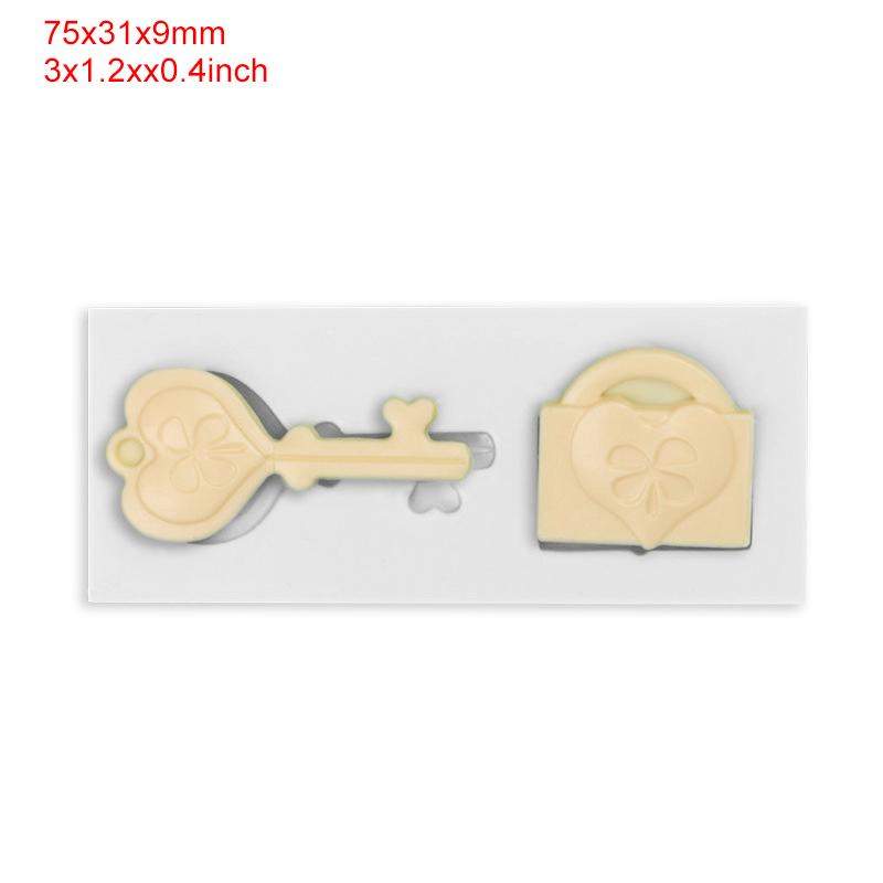 Lock Silicone Love Shape Key Fondant Silicone Mold For Cake Decorating Tools Cooking Sugarcraft Chocolate Gumpaste Mold
