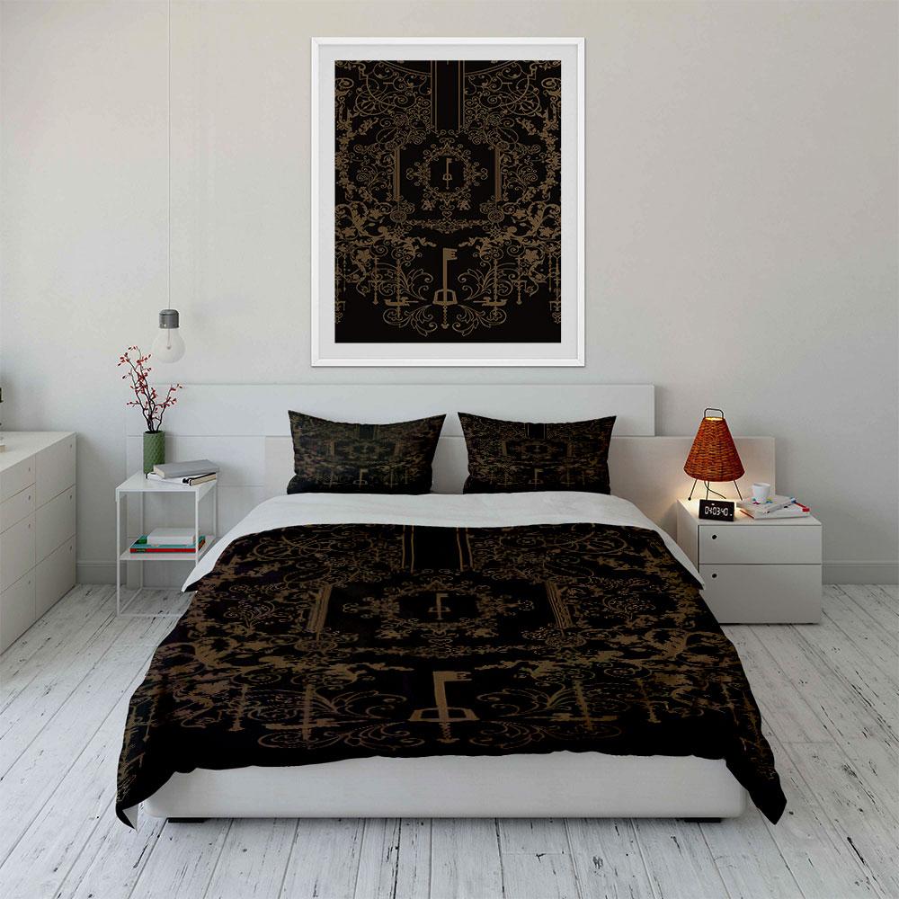 Ornate keys and vines. Bedding sets Duvet cover sets Duvet covers Pillowcases(1*Duvet Cover 2*Pillowcases without duvet insert)