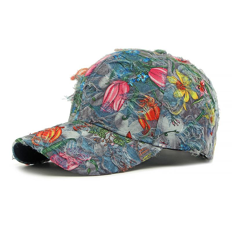 Printed Hat Women Baseball Cap Outdoor Sun Protection Hat Flower Cap