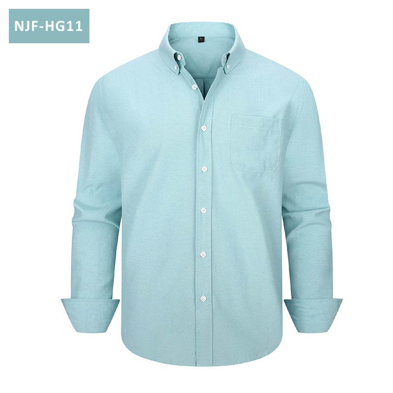 Men Long Sleeve Solid Color Casual Oxford Shirt Plus Size