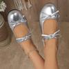French Bow Design Waterproof Women's 2025 New Round Toe Flat Non-slip Ballet Shoes Shallow Mouth Buckle Flat Shoes 36-43