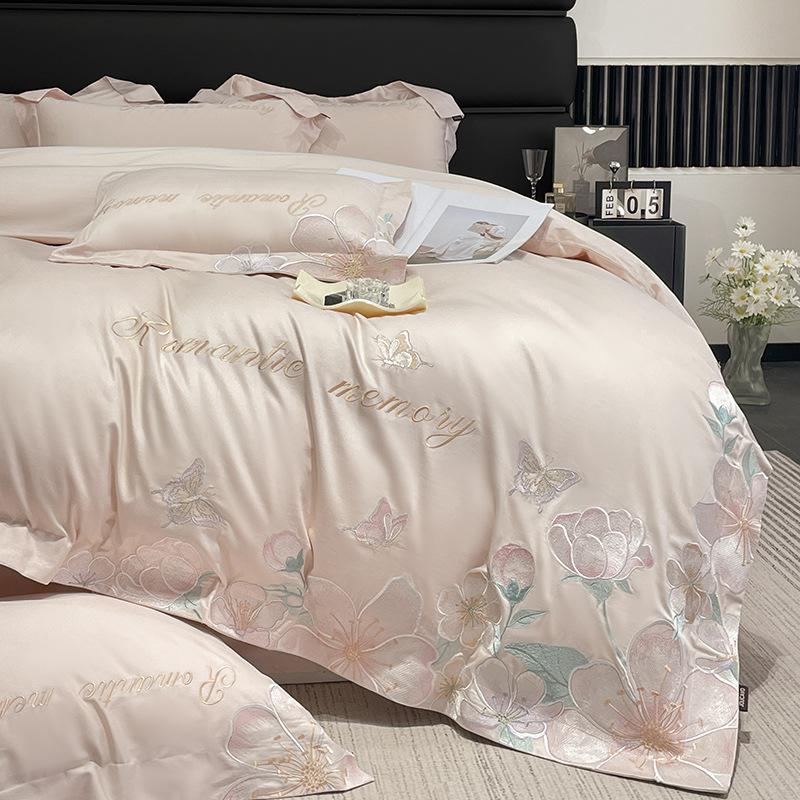 Pure Cotton Bedding Set Light Luxury Comfortable Skin-friendly Breathable Sheets Quilt Cover Pillowcase