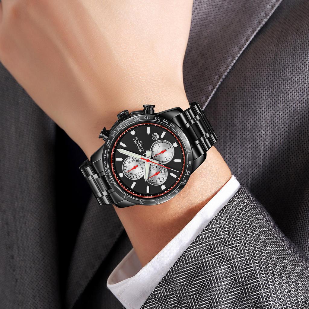 Luxury Men's Watches Stainless Steel Luminous Waterproof Men Wristwatch Chronograph Date Quartz Stylish Man Watch Reloj