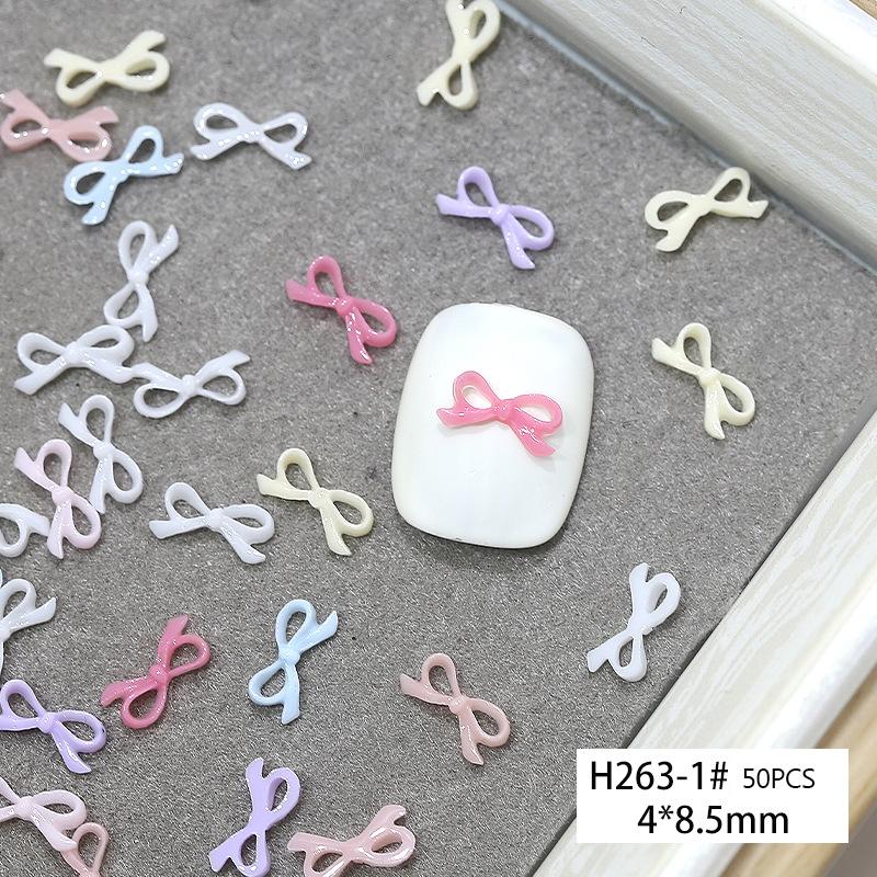 50Pcs 3D Exquisite Bow Tie Nail Art Charms Resin Ribbon Bowknot Jewelry Nail  Decoration Diy Accessories Manicure