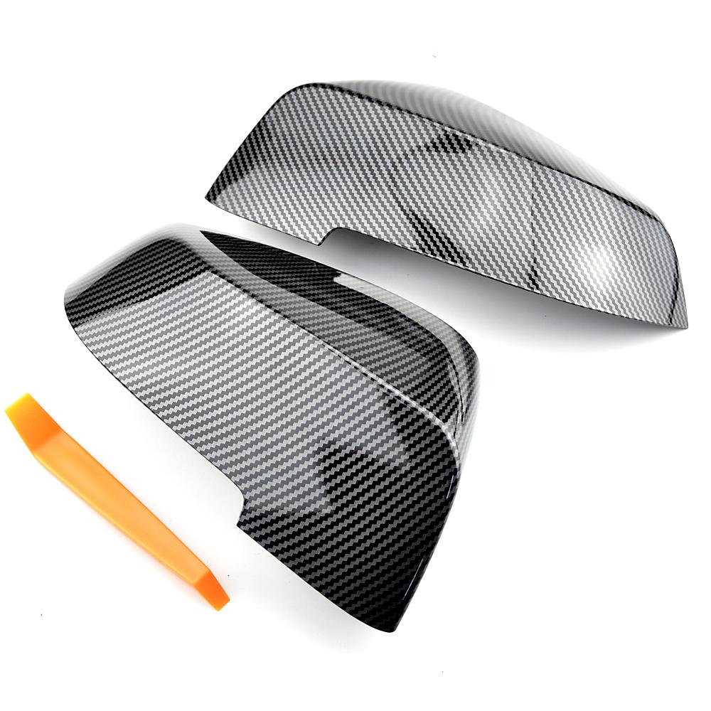 2stk Carbon Fiber Style Svart speildeksel Erstatning for BMW 5 6 7 Series F10 F11 F18 F07 F12 F13 F06 F01 F02 LCI