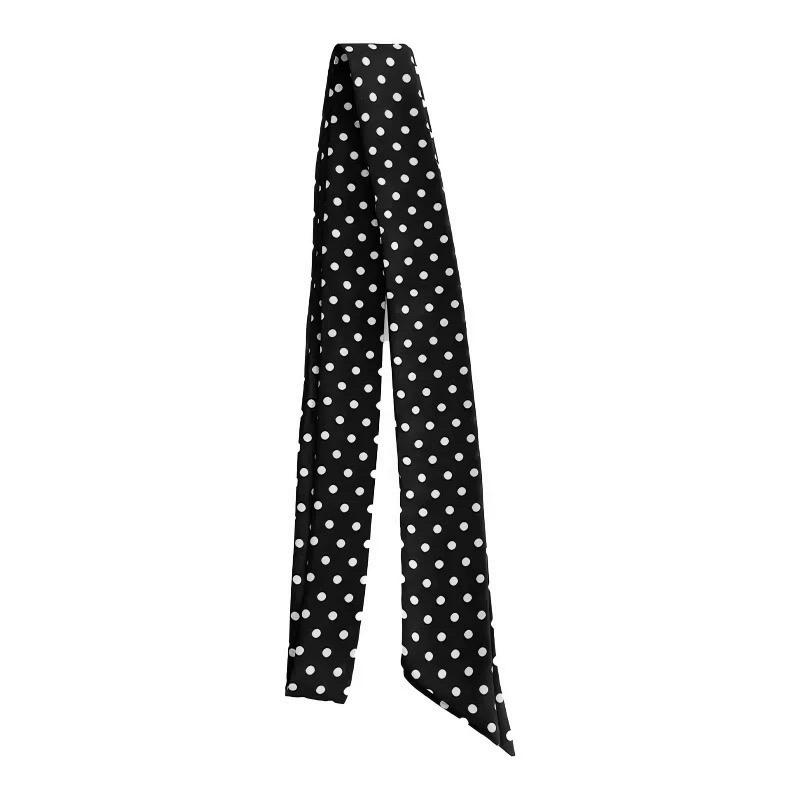 Black Polka Dot Scarf Premium Lightweight Square Neck Scarf Hair Band Fashion Accessory for Women Summer Style Outfit Complement