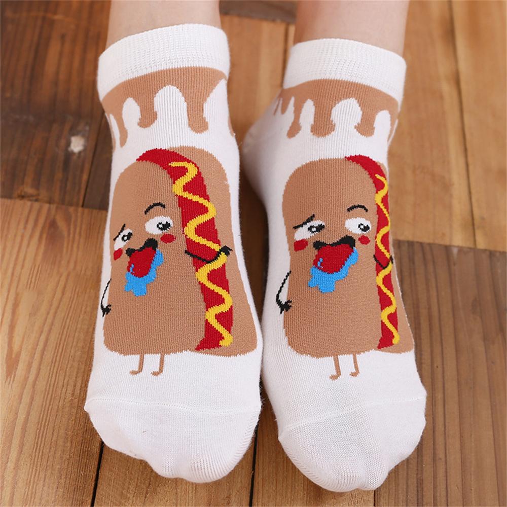 New Funny Happy Cartoon Foods Pizza Fries Hamburger Cola  Dog Short Socks Novel Gift Dropship